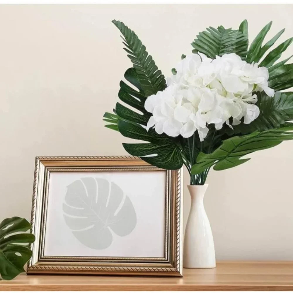 50 pieces | Jungle Tropical Leaves & White Hydrangeas Wedding Party Decor